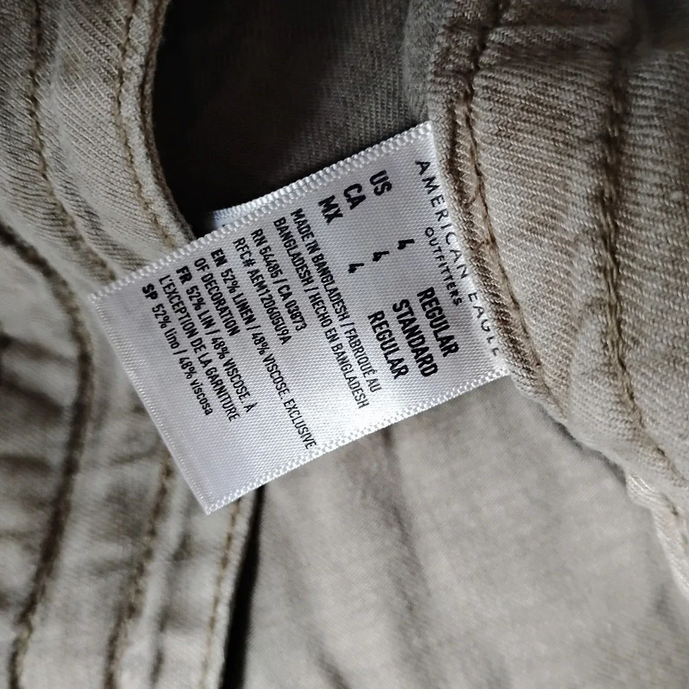American Eagle Pants 4 Relaxed Fit Slim Cargo Linen Grunge Skater Gorp‎ Beach